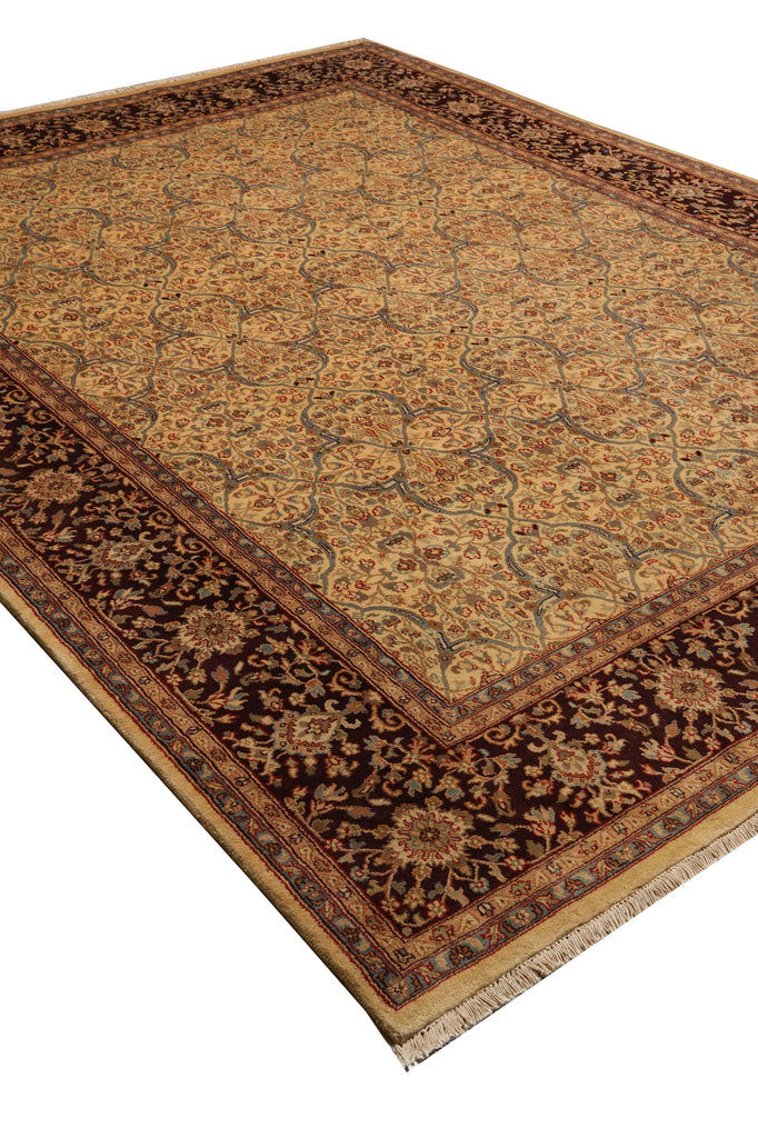 9 x 12 Quality Wool Hand-knotted Jaipur Rug Gold Brown #PIX-13181