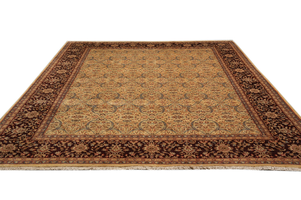 9 x 12 Quality Wool Hand-knotted Jaipur Rug Gold Brown #PIX-13181