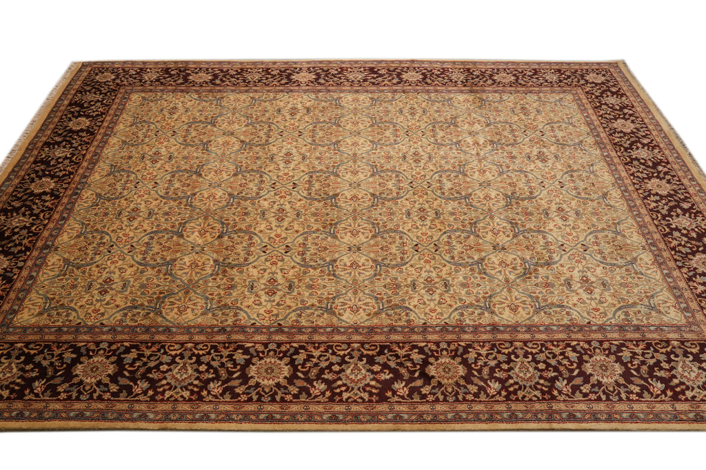 9 x 12 Quality Wool Hand-knotted Jaipur Rug Gold Brown #PIX-13181