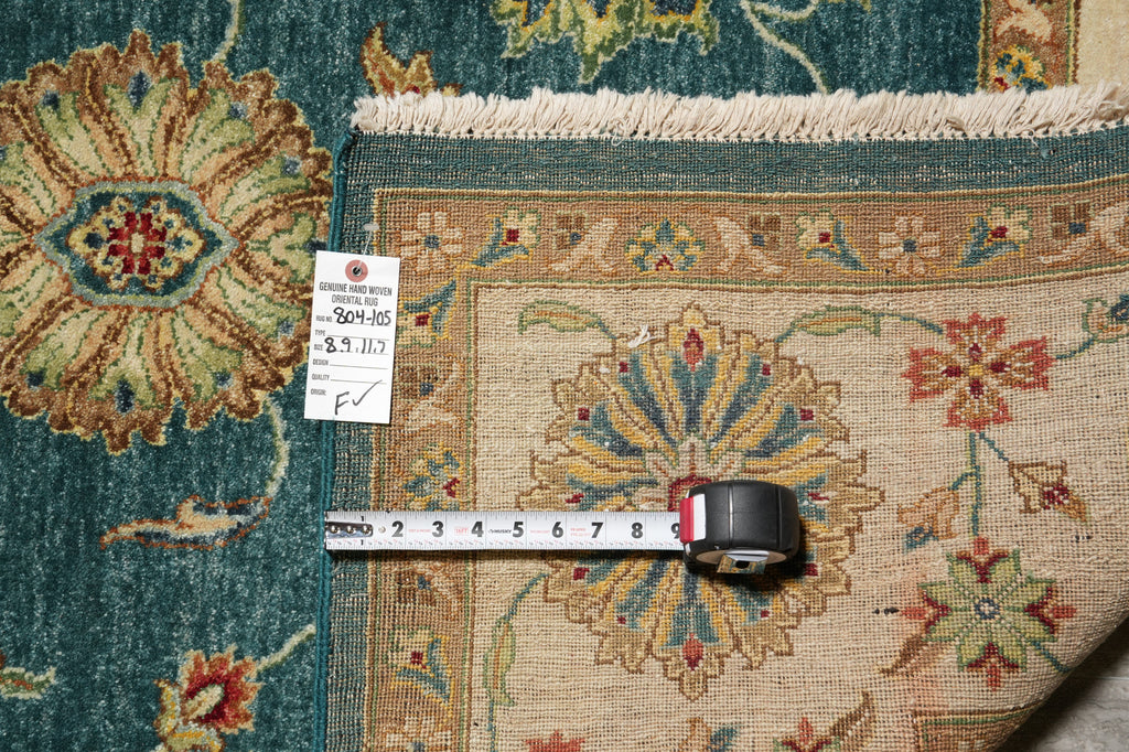 8.9 x 11.7 Quality Wool Handmade Rug Teal Green Blue #PIX-804-105