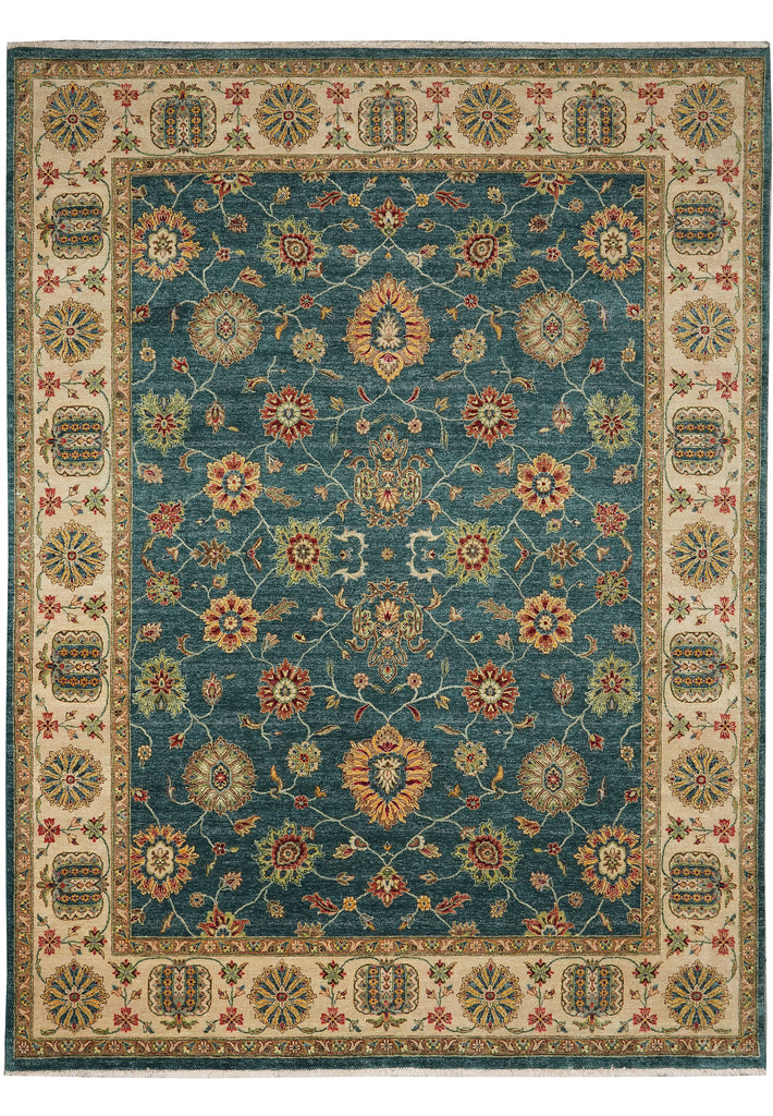 8.9 x 11.7 Quality Wool Handmade Rug Teal Green Blue #PIX-804-105