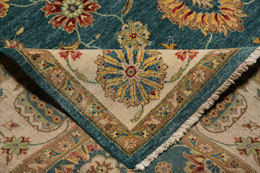 8.9 x 11.7 Quality Wool Handmade Rug Teal Green Blue #PIX-804-105