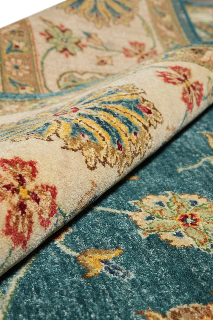 8.9 x 11.7 Quality Wool Handmade Rug Teal Green Blue #PIX-804-105