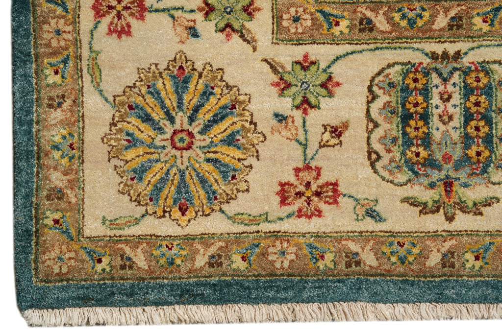 8.9 x 11.7 Quality Wool Handmade Rug Teal Green Blue #PIX-804-105