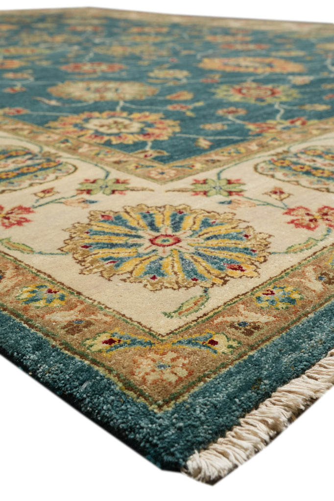 8.9 x 11.7 Quality Wool Handmade Rug Teal Green Blue #PIX-804-105