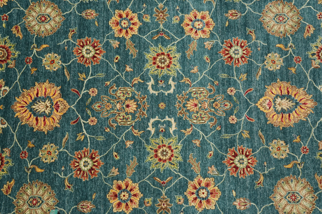 8.9 x 11.7 Quality Wool Handmade Rug Teal Green Blue #PIX-804-105