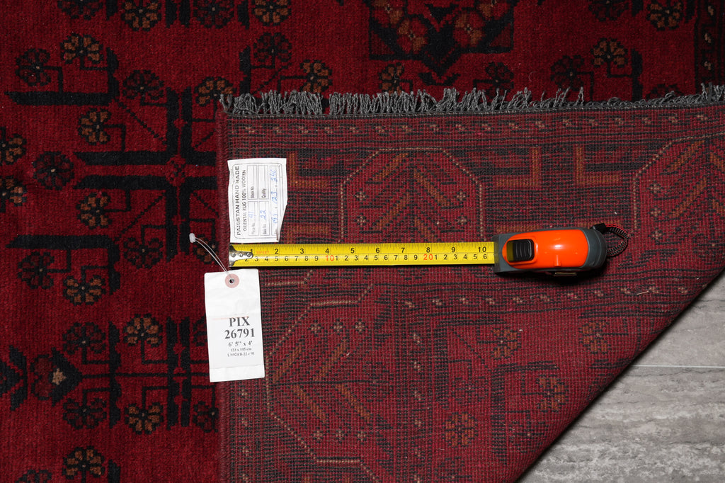 4 x 6.5 Afghan Wool Handmade Tribal Rug #PIX-26791