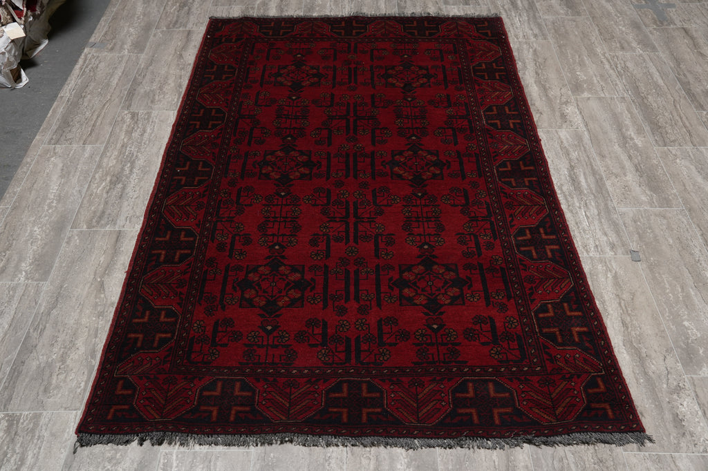 4 x 6.5 Afghan Wool Handmade Tribal Rug #PIX-26791