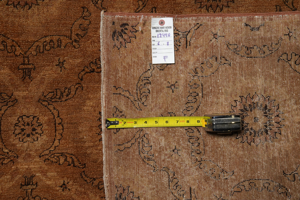 6 x 8 Tan Brown Antiqued Chobi Peshawar Transitional PIX-12440