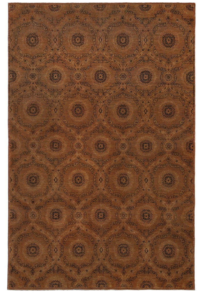 6 x 8 Tan Brown Antiqued Chobi Peshawar Transitional PIX-12440