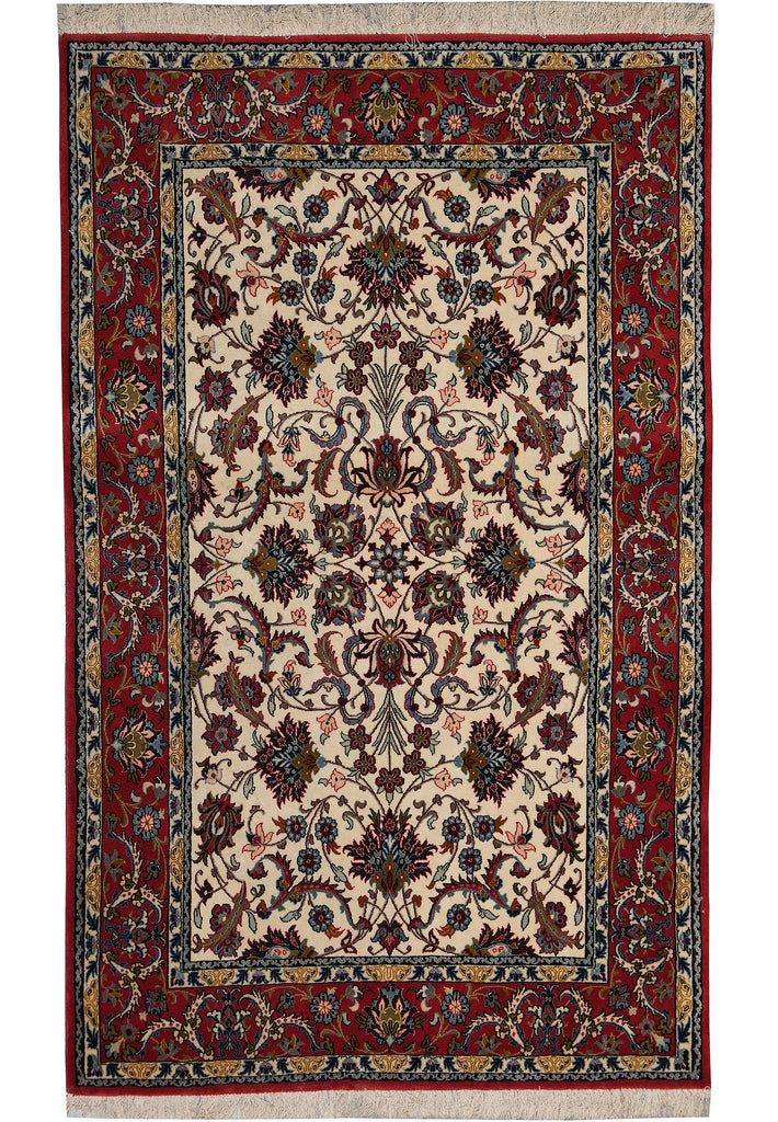 3.6 x 5.4 Super Fine Quality Wool and Silk on Silk Persian Esfahan Rug 500 Kpsi Iran