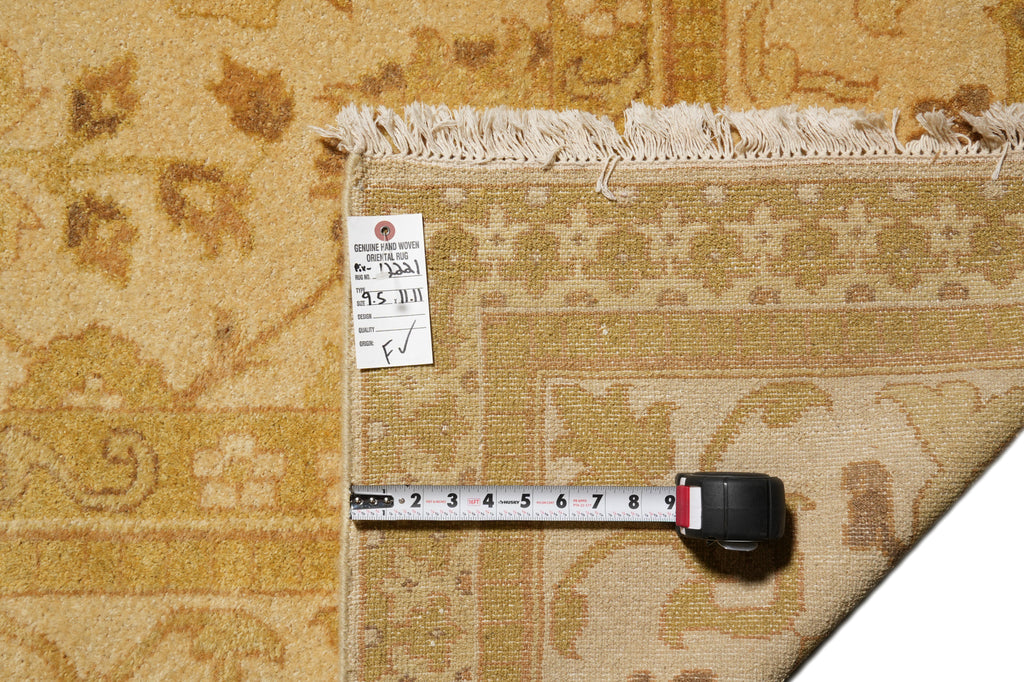 9.5 x 11.11 Golden Hand-knotted Agra Rug #PIX-12221