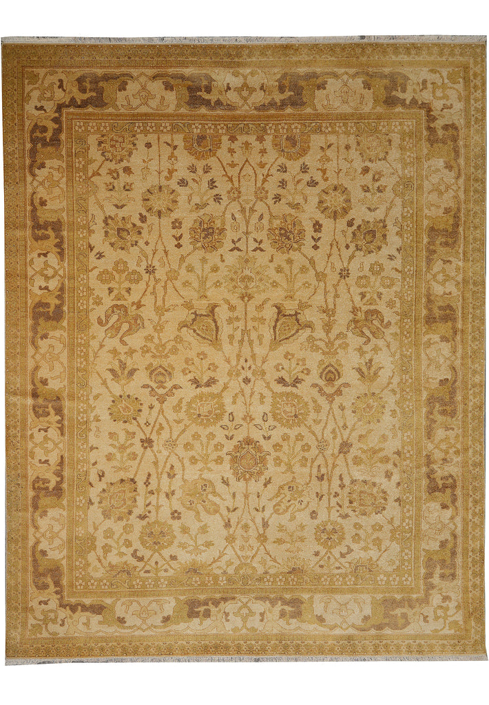 9.5 x 11.11 Golden Hand-knotted Agra Rug #PIX-12221