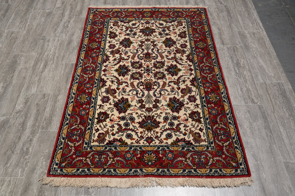 3.6 x 5.4 Super Fine Quality Wool and Silk on Silk Persian Esfahan Rug 500 Kpsi Iran #LA-53354