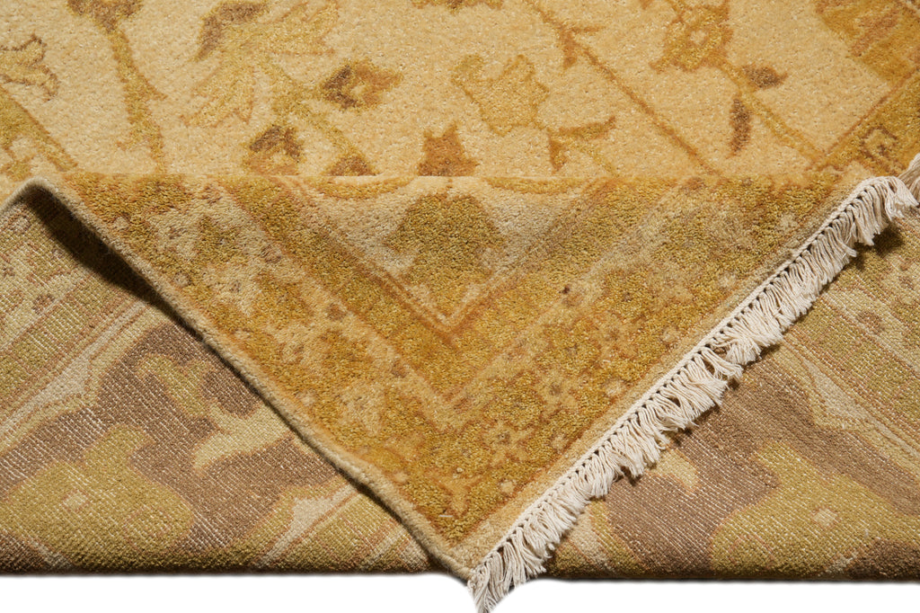 9.5 x 11.11 Golden Hand-knotted Agra Rug #PIX-12221