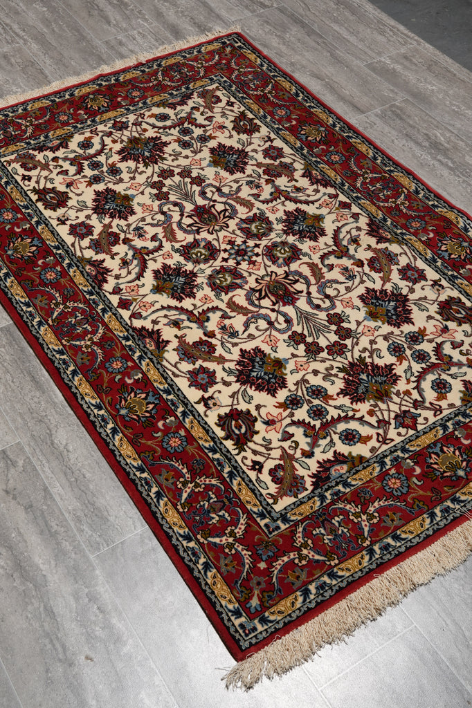 3.6 x 5.4 Super Fine Quality Wool and Silk on Silk Persian Esfahan Rug 500 Kpsi Iran #LA-53354