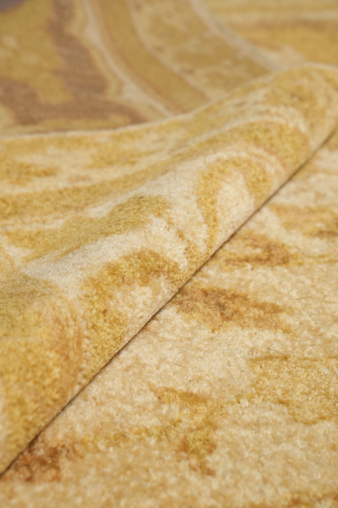 9.5 x 11.11 Golden Hand-knotted Agra Rug #PIX-12221