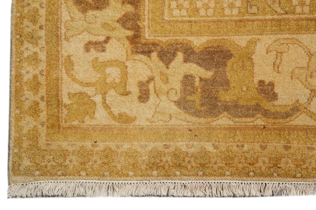 9.5 x 11.11 Golden Hand-knotted Agra Rug #PIX-12221