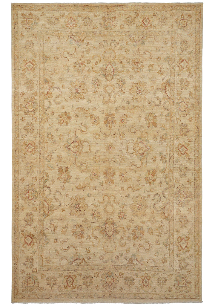 7 x 10 New Handmade Natural Wool Chobi Peshawar Ziegler Rug NEUTRALS TRANISTIONAL Pattern - Pakistan #PIX-20252