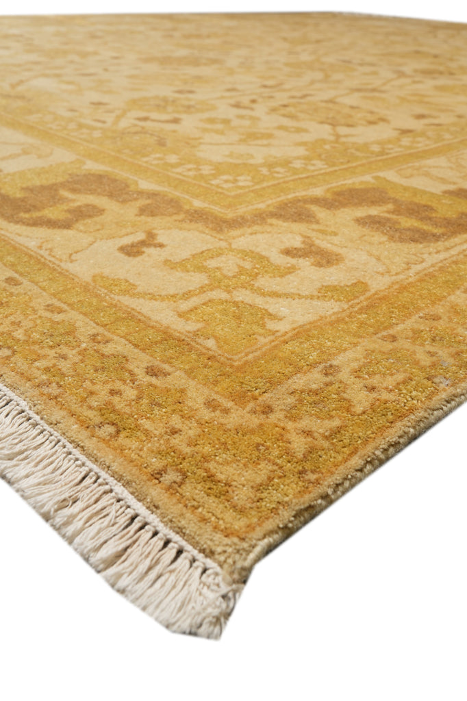 9.5 x 11.11 Golden Hand-knotted Agra Rug #PIX-12221