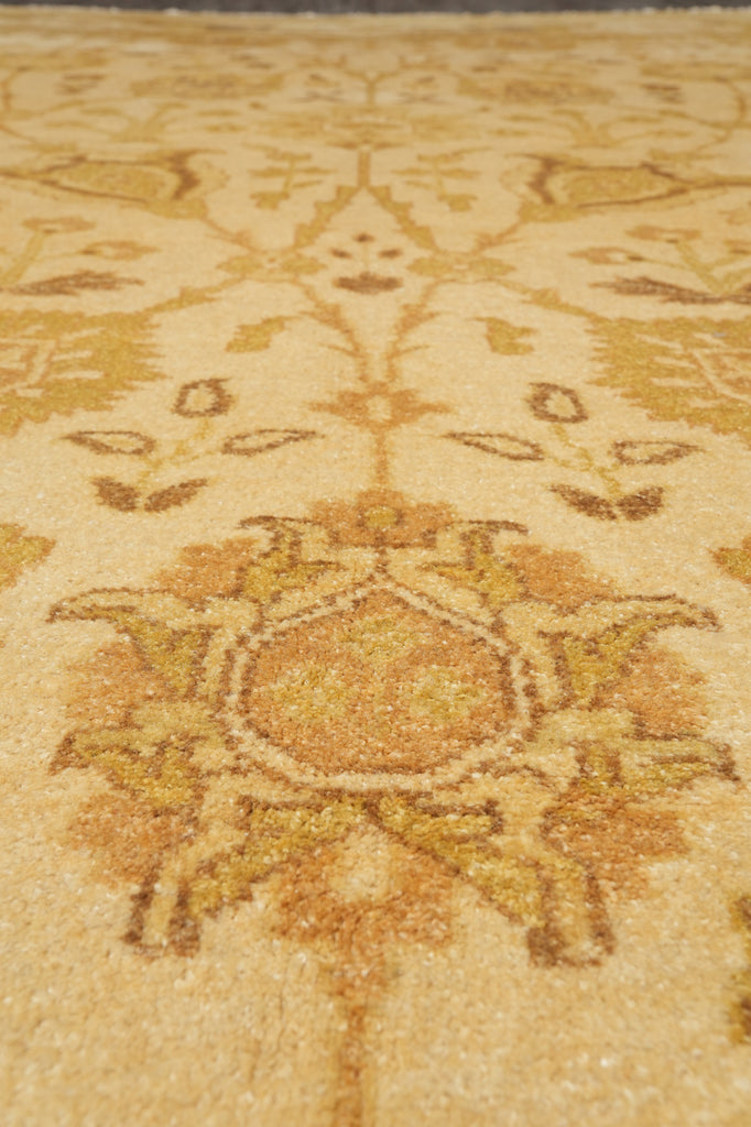 9.5 x 11.11 Golden Hand-knotted Agra Rug #PIX-12221
