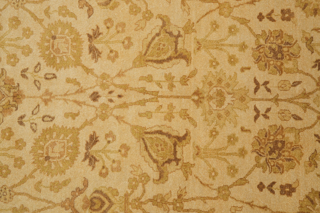 9.5 x 11.11 Golden Hand-knotted Agra Rug #PIX-12221