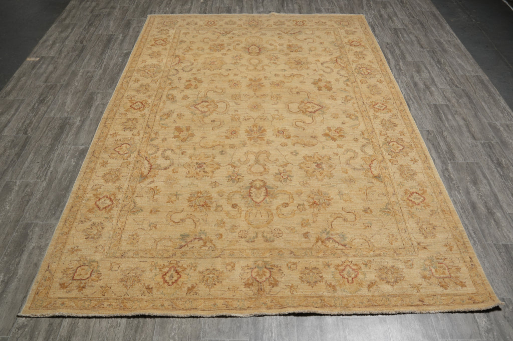 7 x 10 New Handmade Natural Wool Chobi Peshawar Ziegler Rug NEUTRALS TRANISTIONAL Pattern - Pakistan #PIX-20252