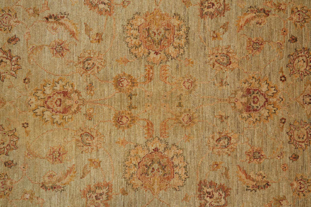 6.5 x 9.7 Quality Natural Wool Handmade Ziglar Agra Rug Green Gold #F-6434