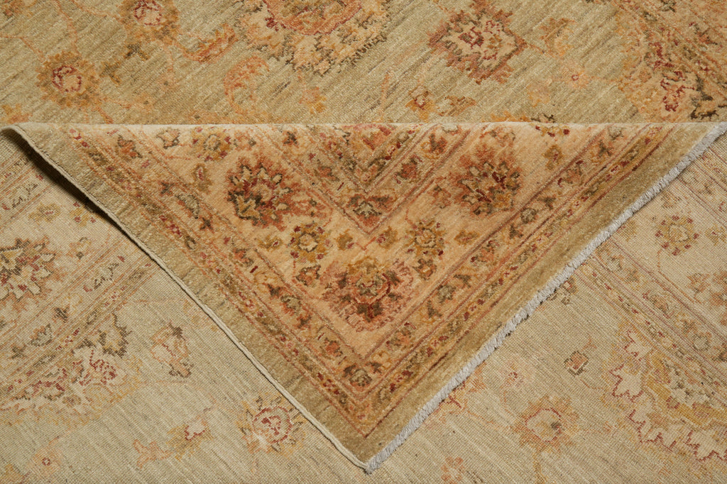 6.5 x 9.7 Quality Natural Wool Handmade Ziglar Agra Rug Green Gold #F-6434