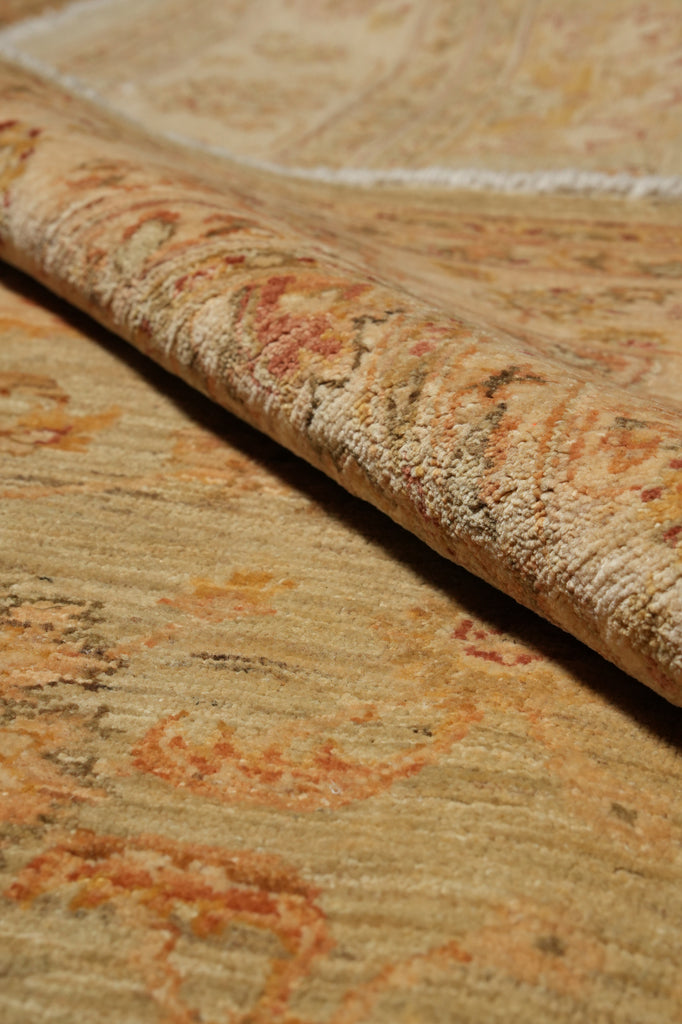 6.5 x 9.7 Quality Natural Wool Handmade Ziglar Agra Rug Green Gold #F-6434