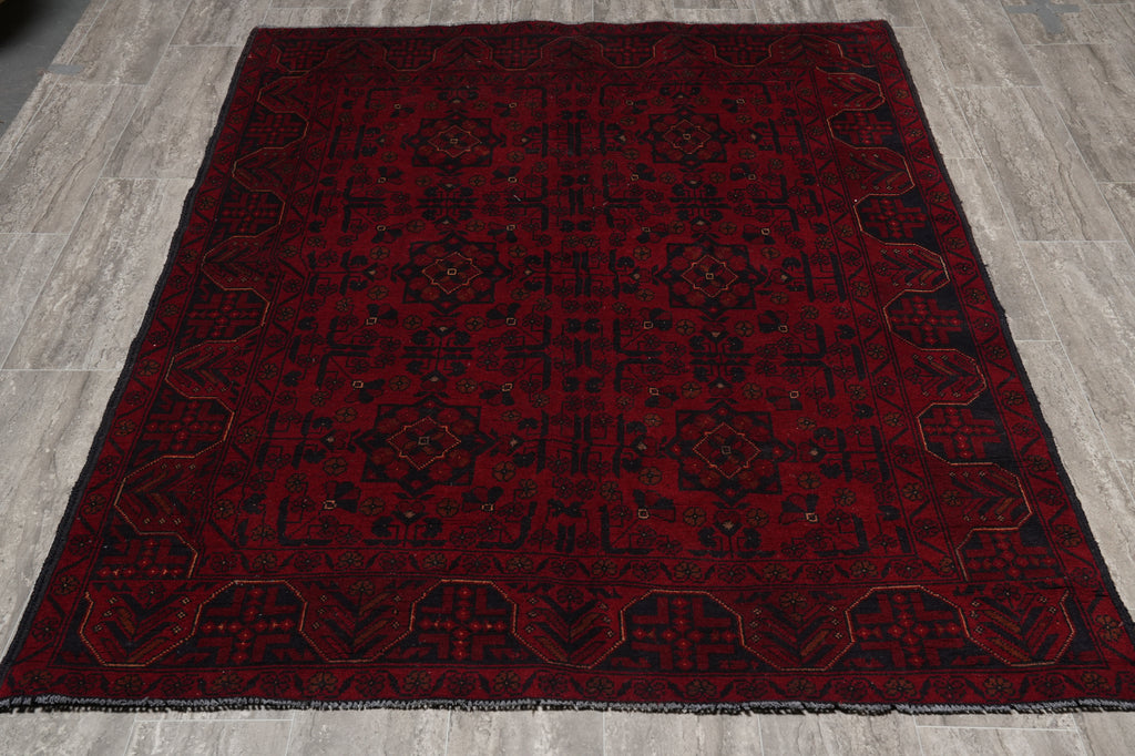5 x 6.5 Afghan Khal Mammadi Rug Dark Red Black Sale #PIX-28569