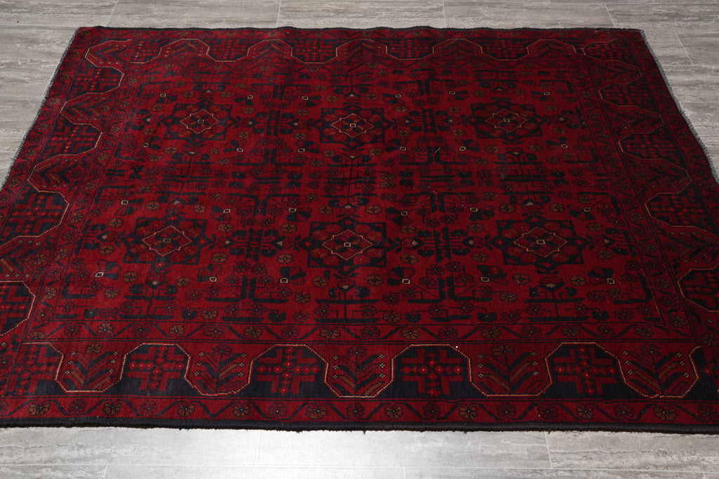 5 x 6.5 Afghan Khal Mammadi Rug Dark Red Black Sale #PIX-28569