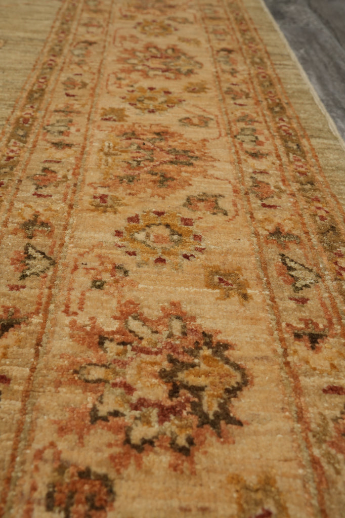 6.5 x 9.7 Quality Natural Wool Handmade Ziglar Agra Rug Green Gold #F-6434