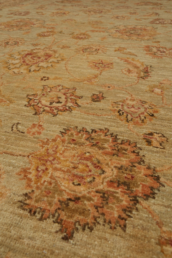 6.5 x 9.7 Quality Natural Wool Handmade Ziglar Agra Rug Green Gold #F-6434
