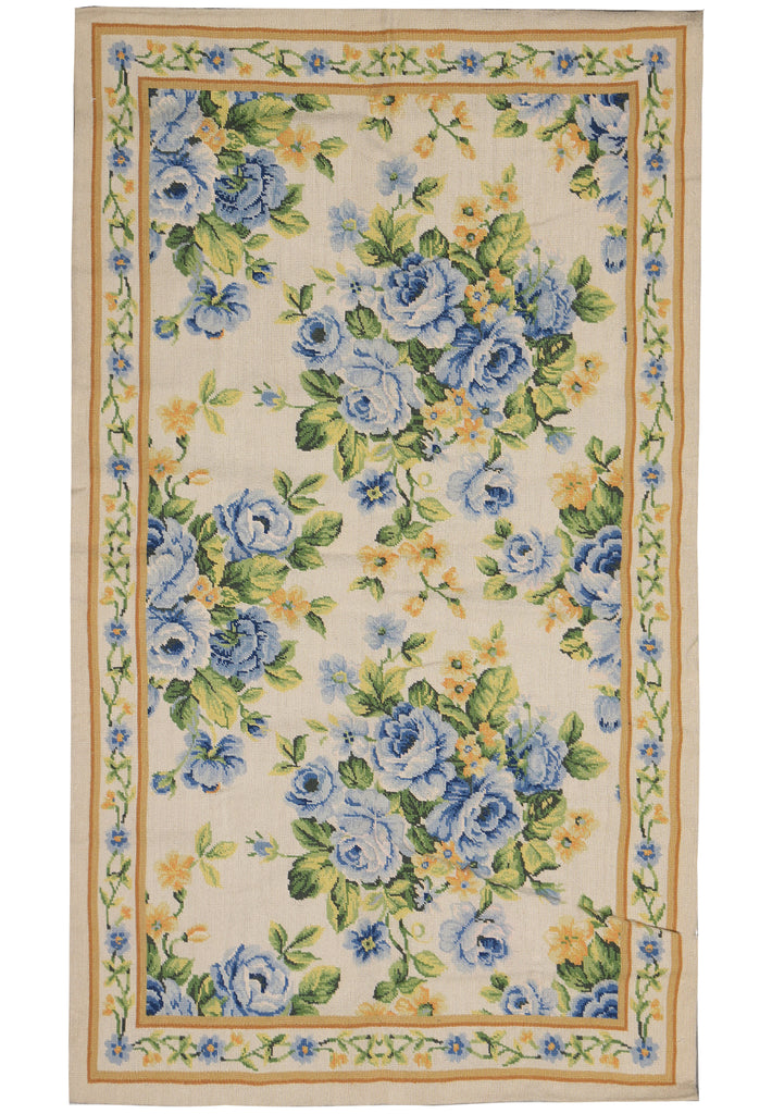 3 x 5 Beautiful French Floral Needle Point Rug Sale
