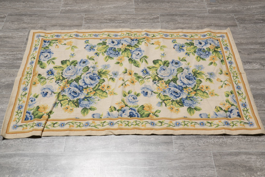 3 x 5 Beautiful French Floral Needle Point Rug Sale #F-4642