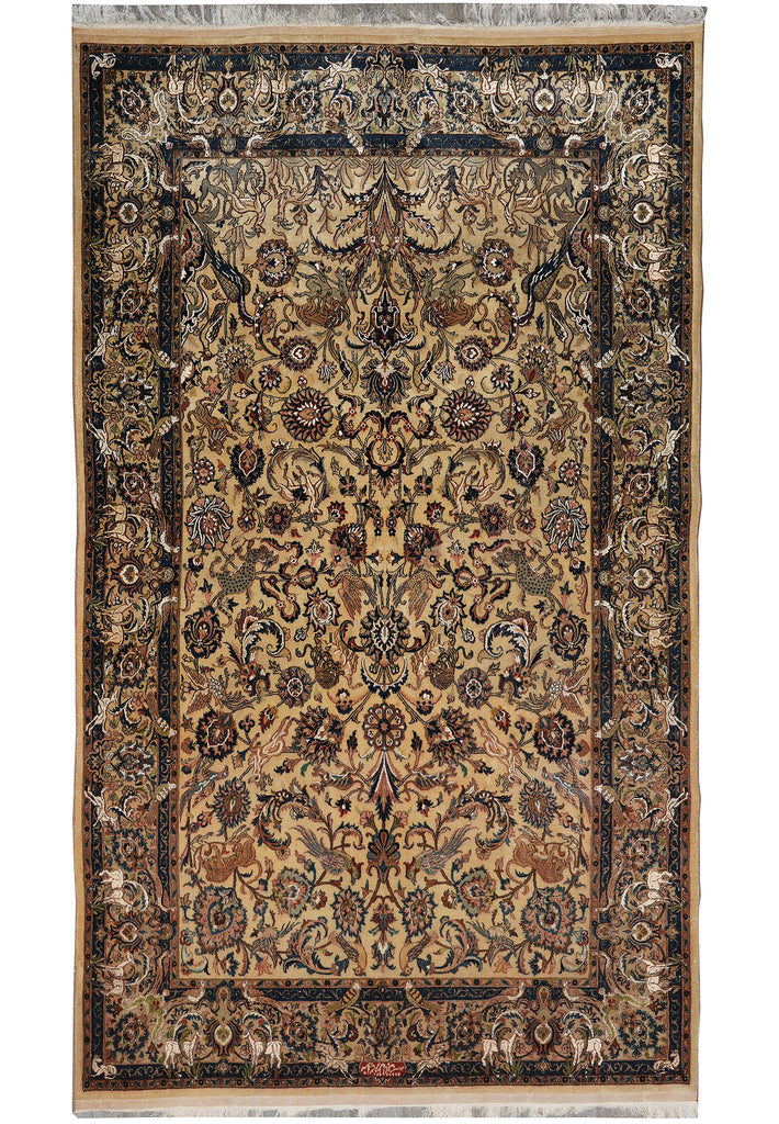 6.6 x 10 Exotic Estate Rug Authentic Fine 260 Kpsi  Persian Khorasan Carpet Aniamal Pattern