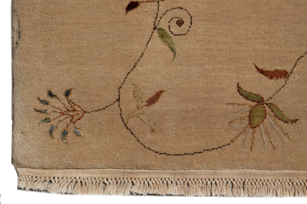 9.1 x 11.9 Great Quality Wool And Silk Hand-Knotted TransitionalL Rug Neutral #PIX-12730