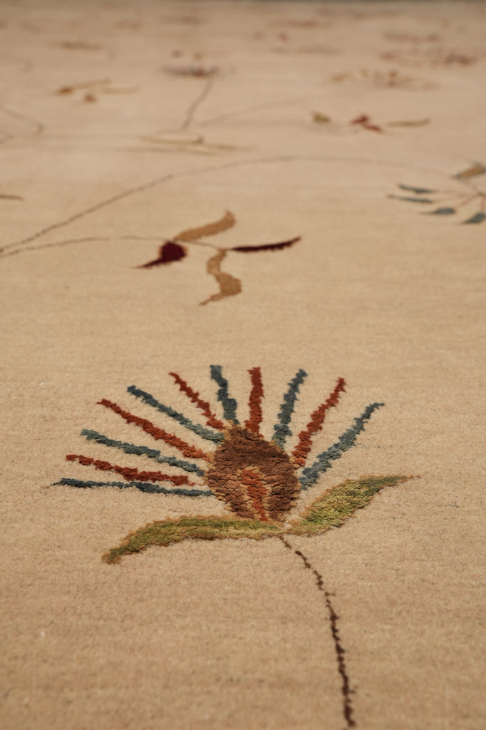 9.1 x 11.9 Great Quality Wool And Silk Hand-Knotted TransitionalL Rug Neutral #PIX-12730