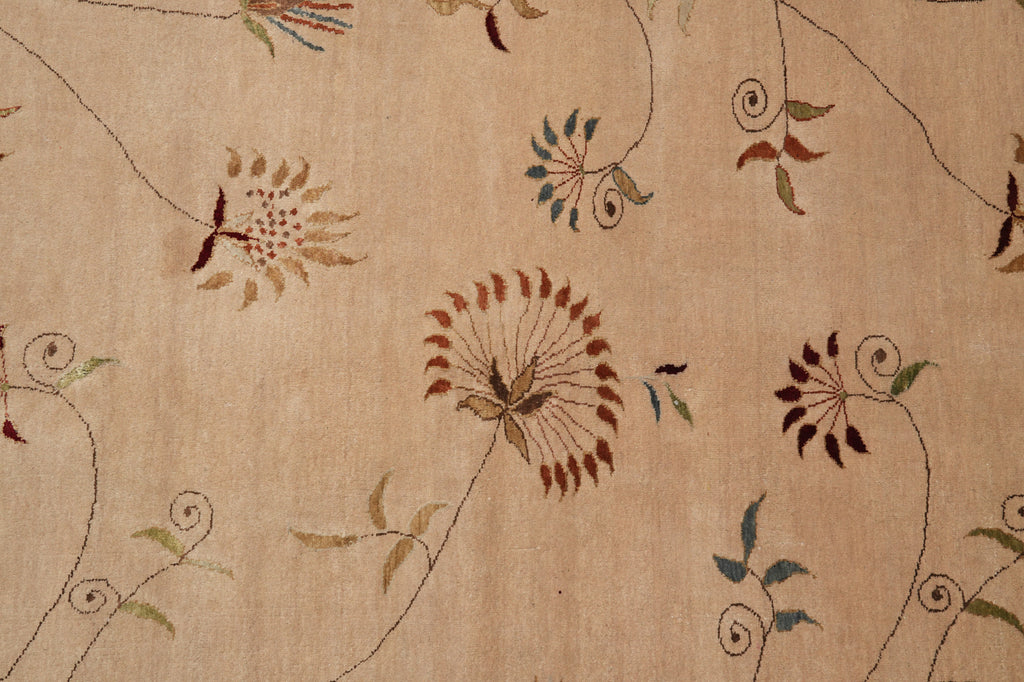9.1 x 11.9 Great Quality Wool And Silk Hand-Knotted TransitionalL Rug Neutral #PIX-12730
