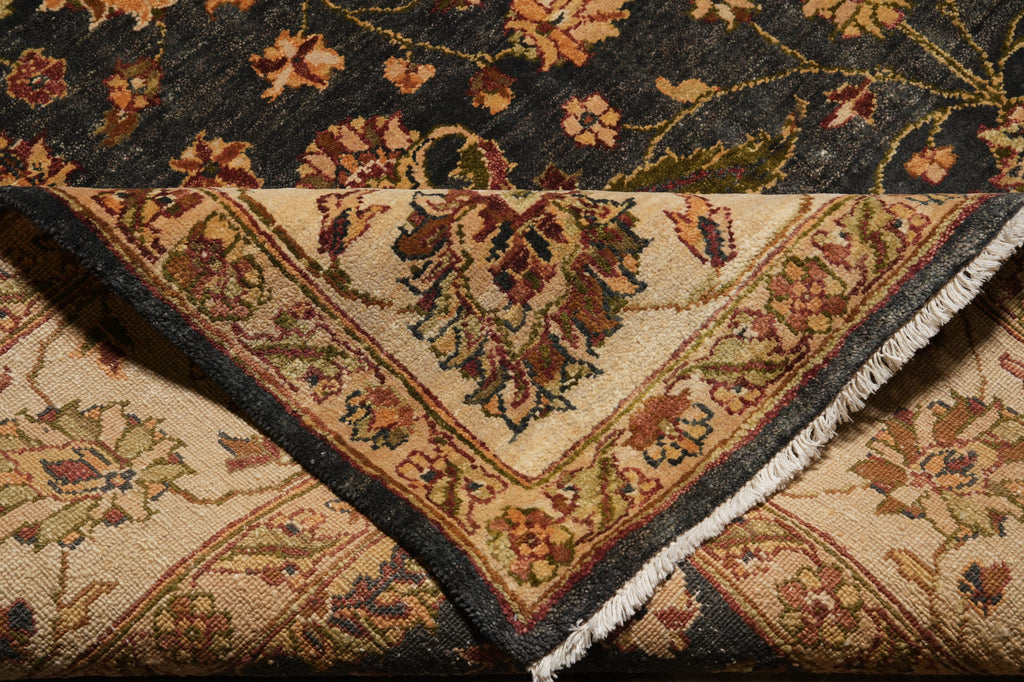 8.2 x 11.5 Dark Green Quality Handmade Jaipur Rug #PIX-9713