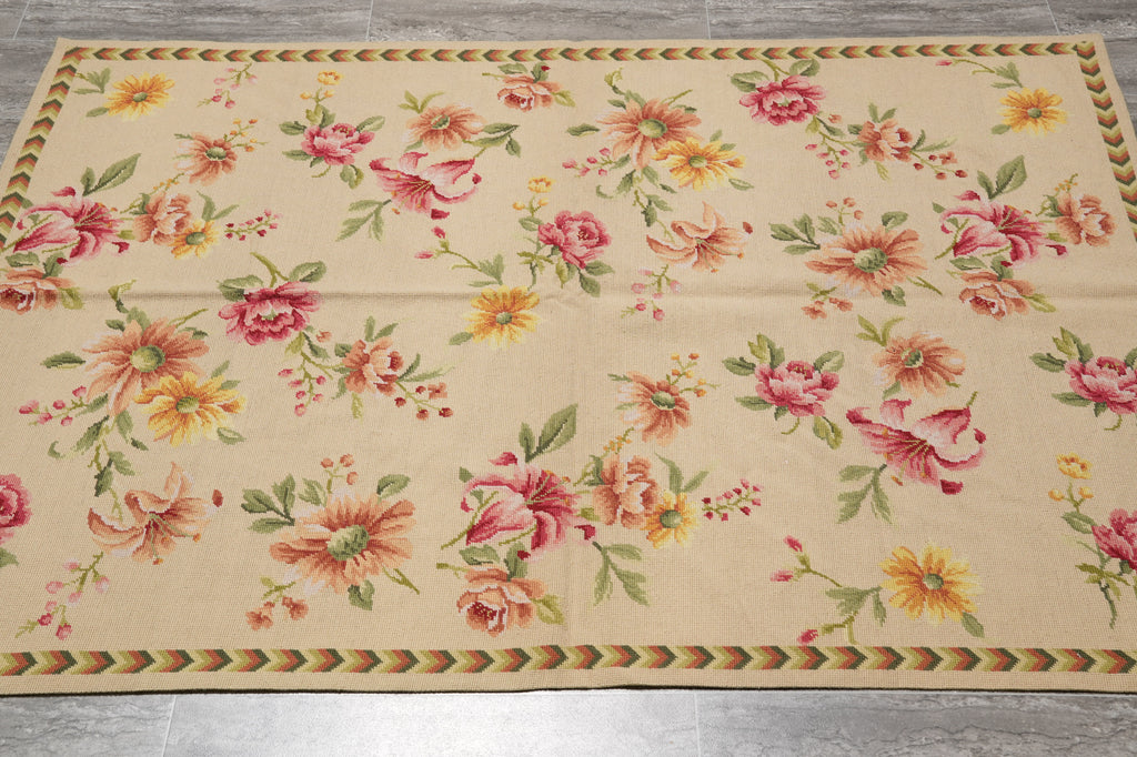 4 x 6 Floral Needle Point Rug Sale #F-4643