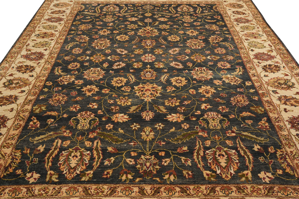 8.2 x 11.5 Dark Green Quality Handmade Jaipur Rug #PIX-9713