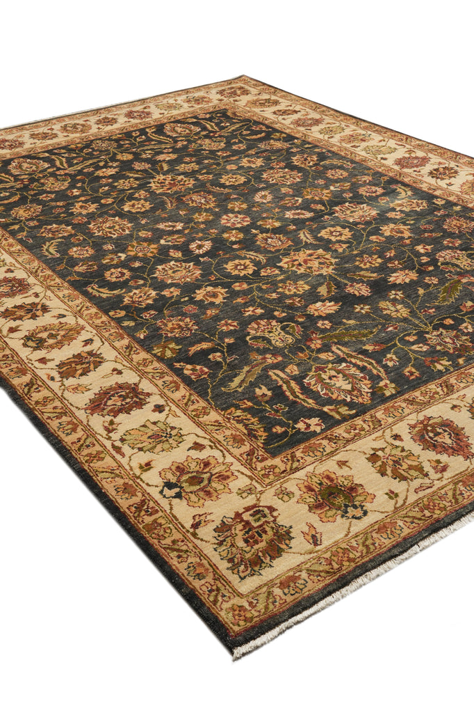 8.2 x 11.5 Dark Green Quality Handmade Jaipur Rug #PIX-9713