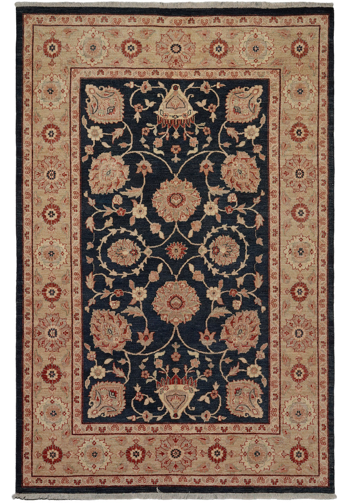 6.8 x 9.6 BLACK Transitional Ziegler Chobi Peshawar Rug, NATURAL NEAT WOOL -Pakistan #PIX-13995