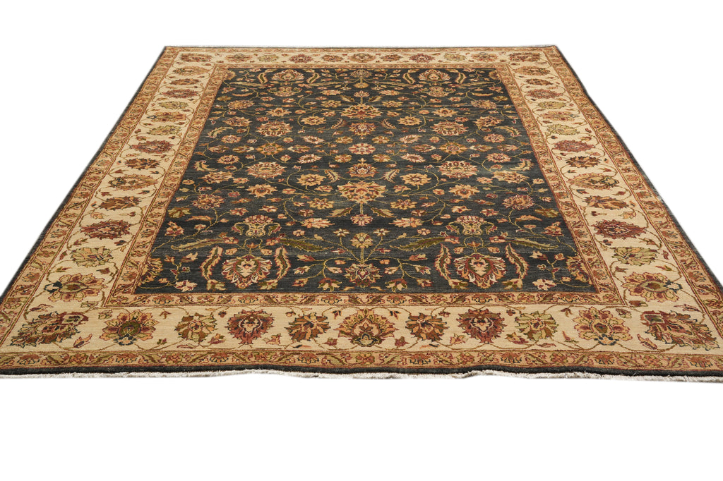 8.2 x 11.5 Dark Green Quality Handmade Jaipur Rug #PIX-9713