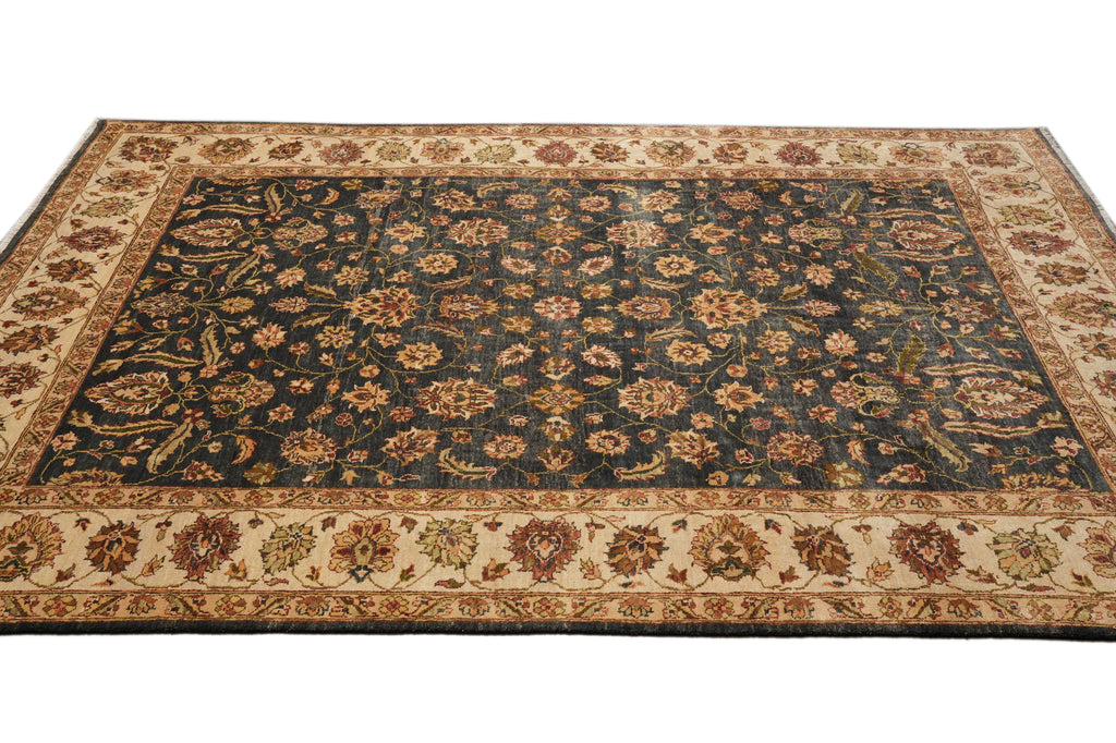 8.2 x 11.5 Dark Green Quality Handmade Jaipur Rug #PIX-9713