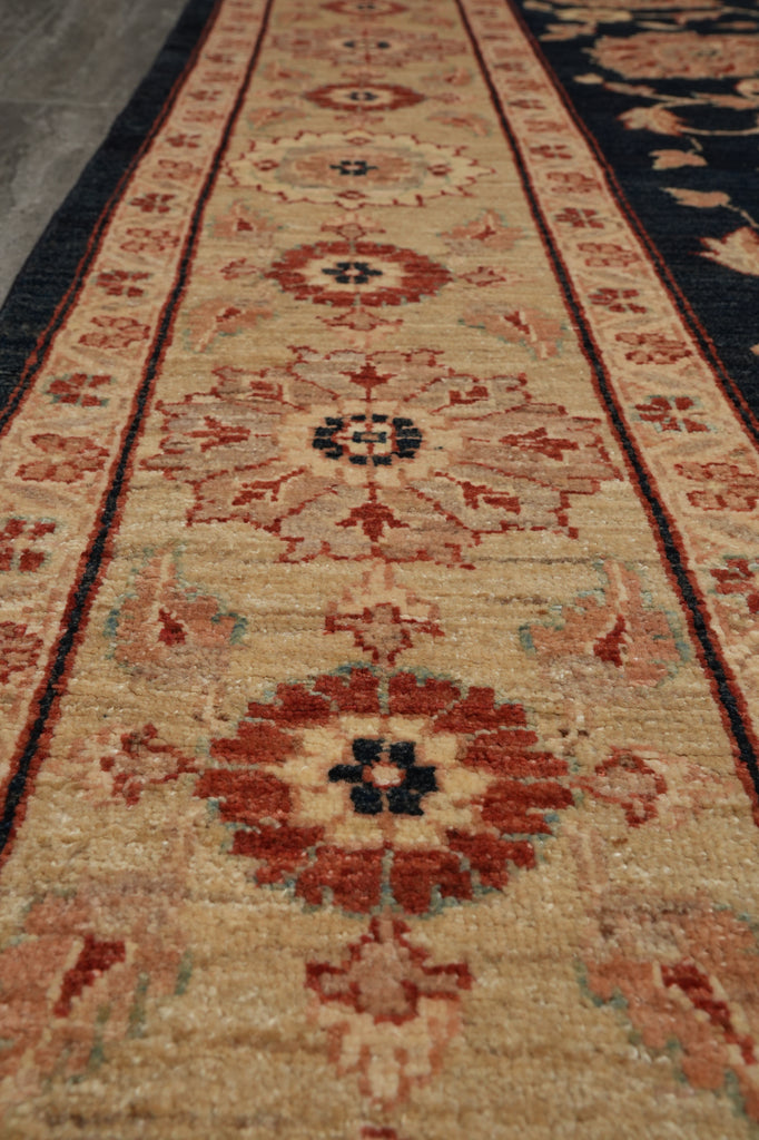 6.8 x 9.6 BLACK Transitional Ziegler Chobi Peshawar Rug, NATURAL NEAT WOOL -Pakistan #PIX-13995