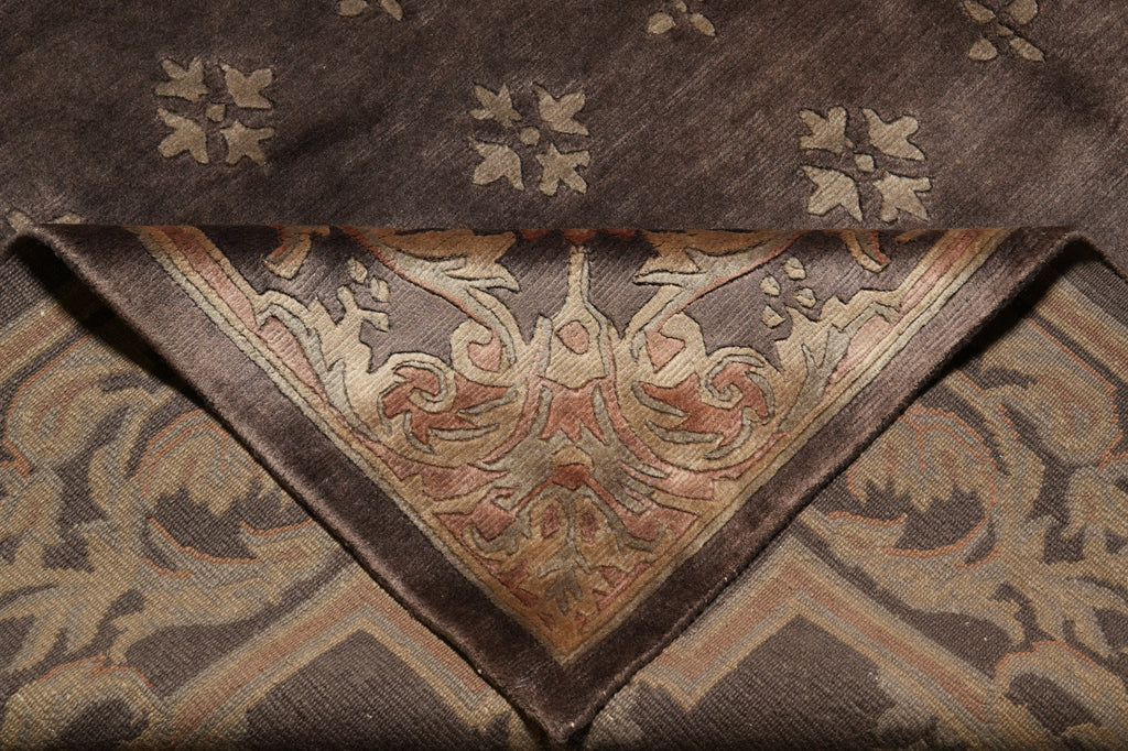 9 x 11.5 Modern French Transitional Handmade Rug Taup #PIX-13960