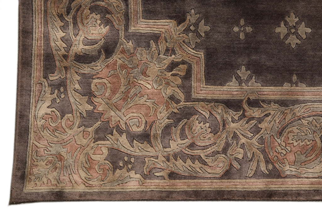 9 x 11.5 Modern French Transitional Handmade Rug Taup #PIX-13960